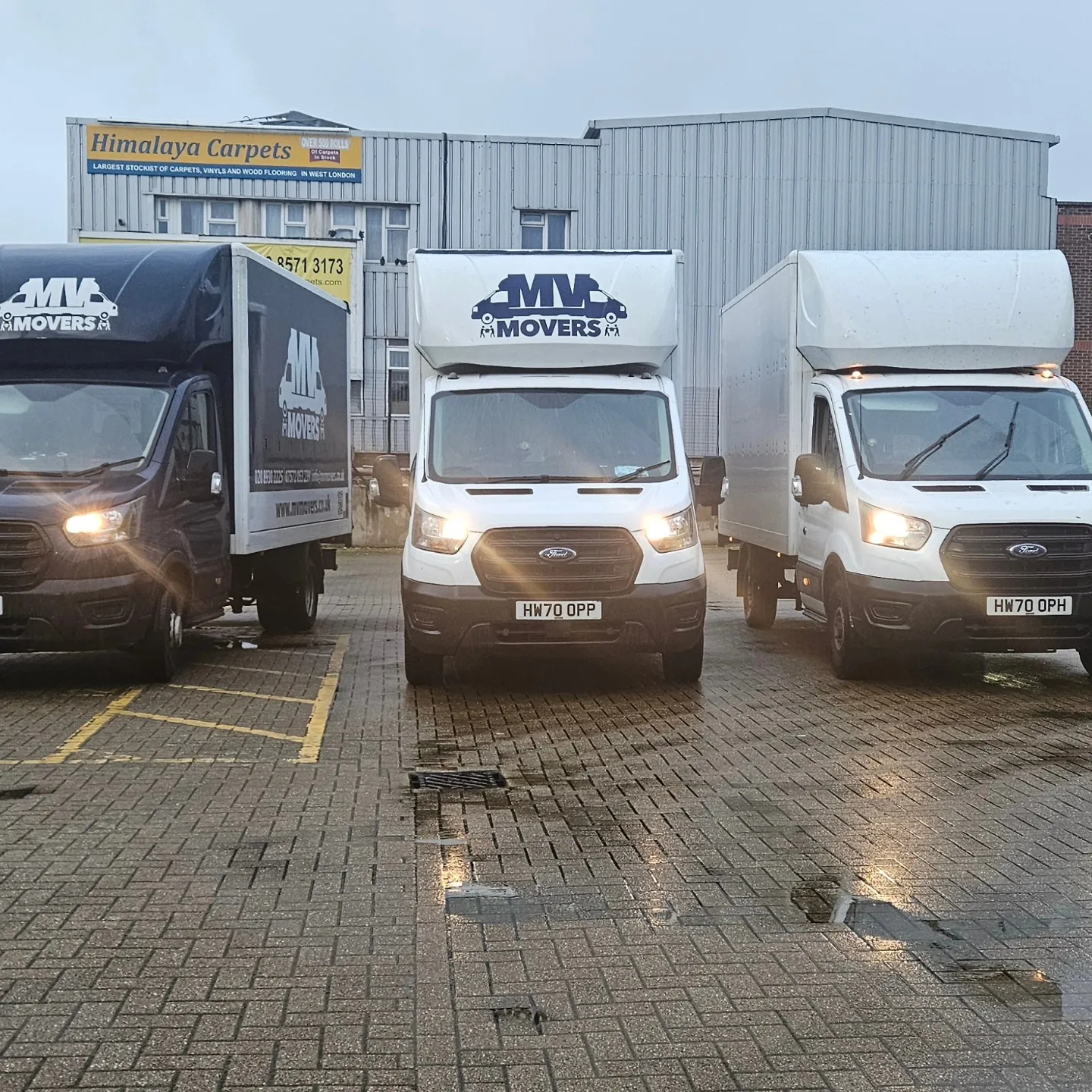The fleet – Three Lutons in the yard before a multi-job day – MV Movers The fleet – Three Lutons in the yard before a multi-job day – MV Movers